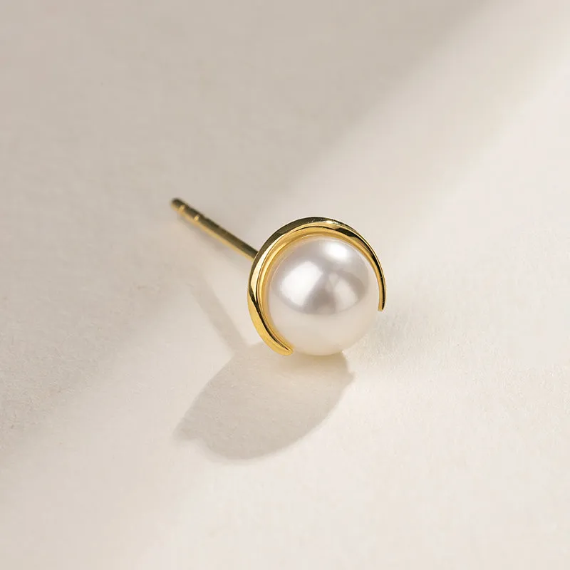 Akoya Pearl 18K Gold Half Enclosed Earrings