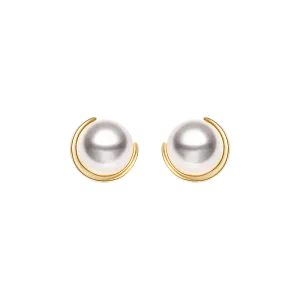 Akoya Pearl 18K Gold Half Enclosed Earrings