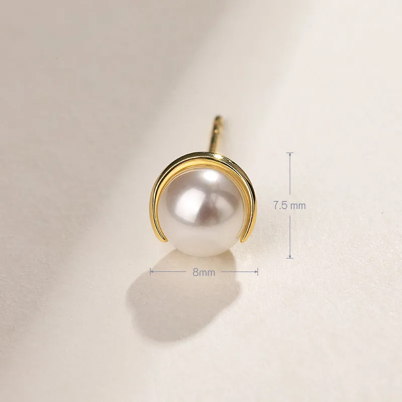 Akoya Pearl 18K Gold Half Enclosed Earrings