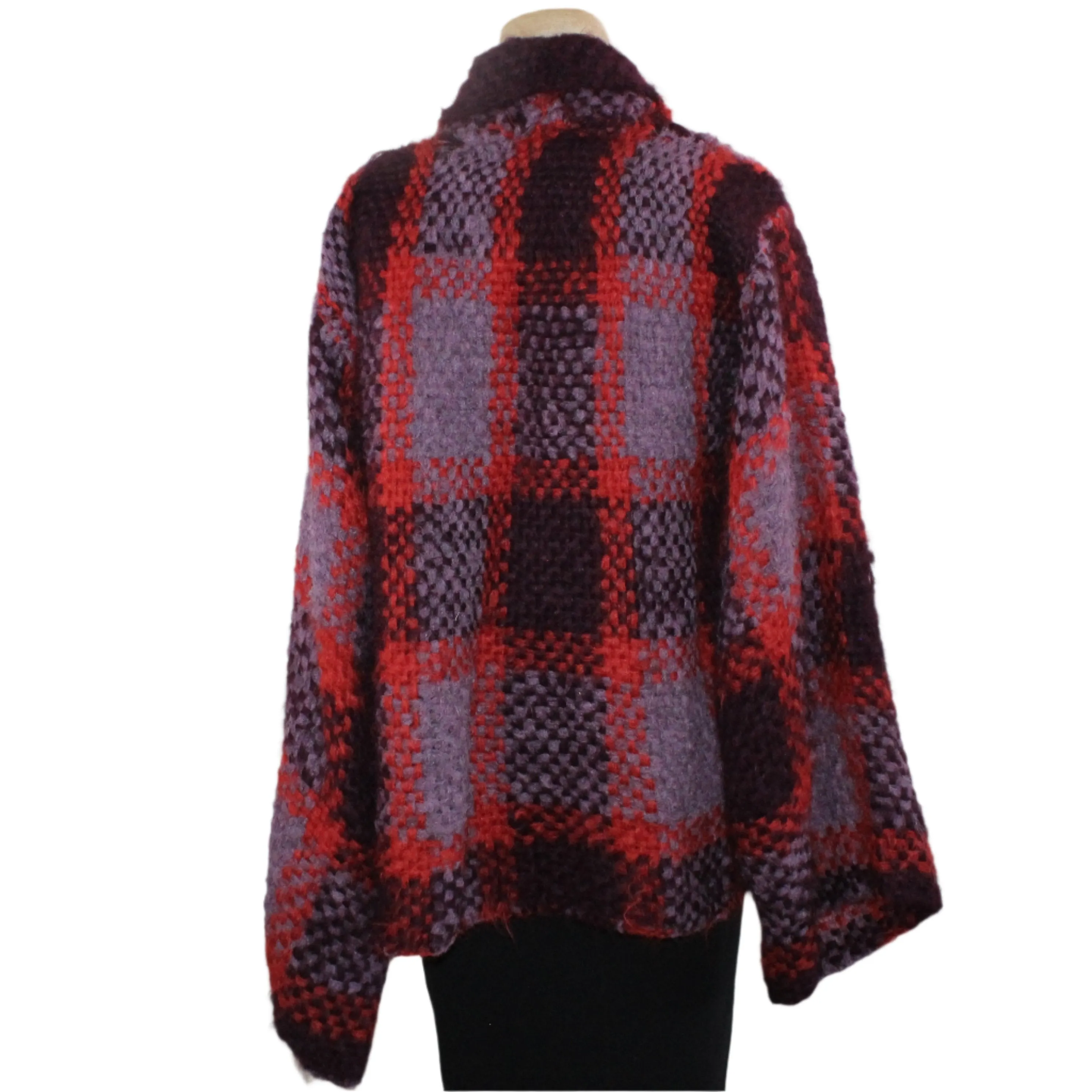 Amano Sweater, Alpaca, Tartan, Merlot/Brick/Magenta, S/M