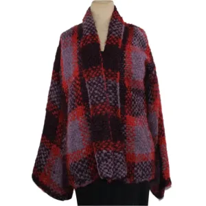 Amano Sweater, Alpaca, Tartan, Merlot/Brick/Magenta, S/M