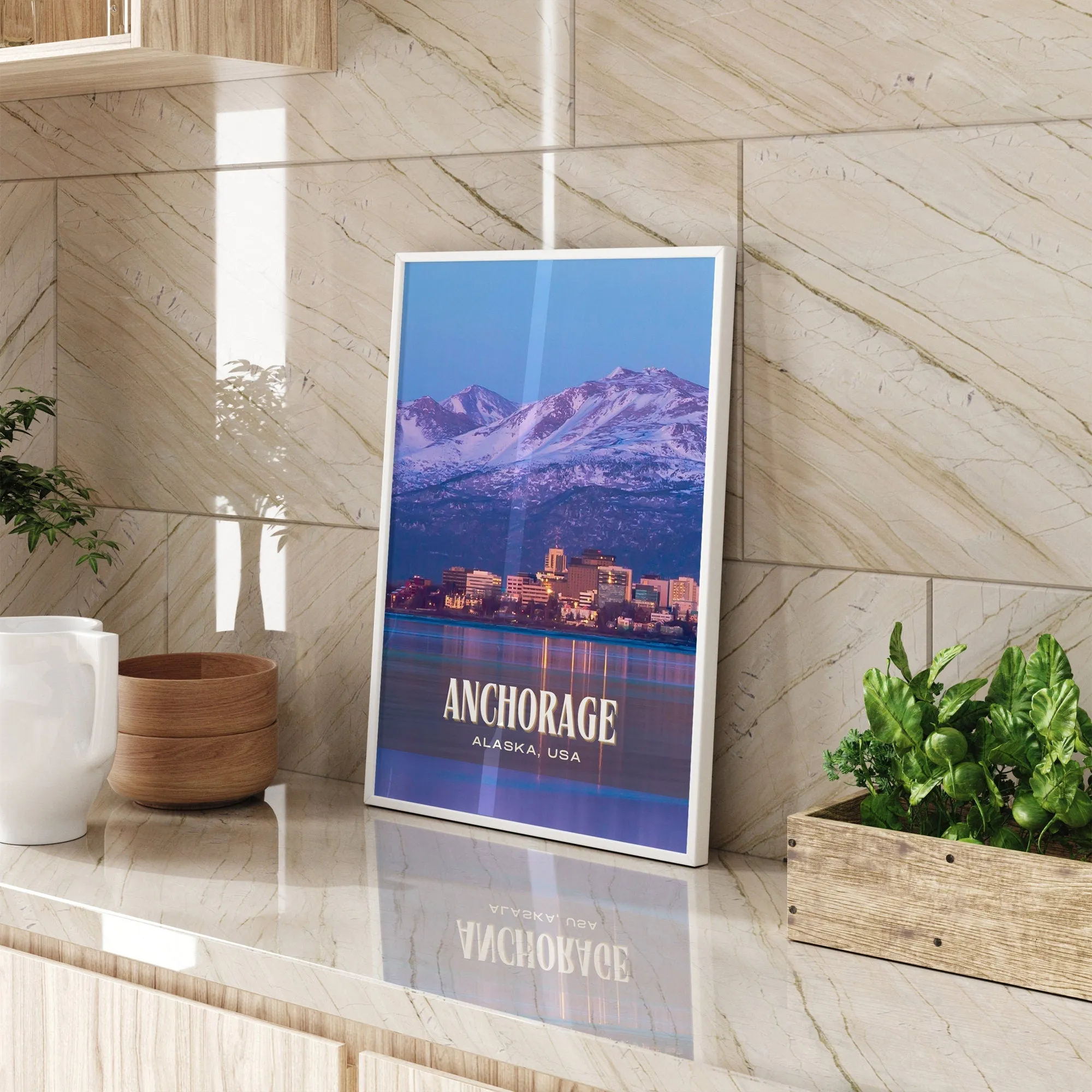 Anchorage Retro Wall Art, Alaska, USA