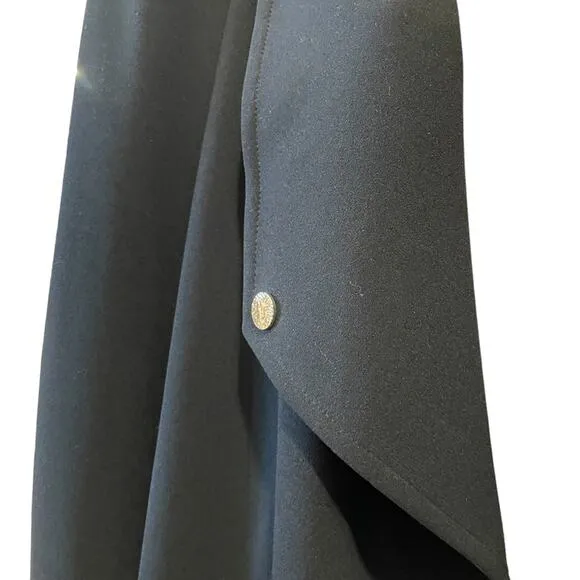 Ann Klein black long sleeve drape collar open x long trench blazer size large
