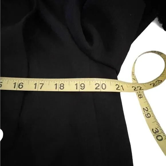 Ann Klein black long sleeve drape collar open x long trench blazer size large