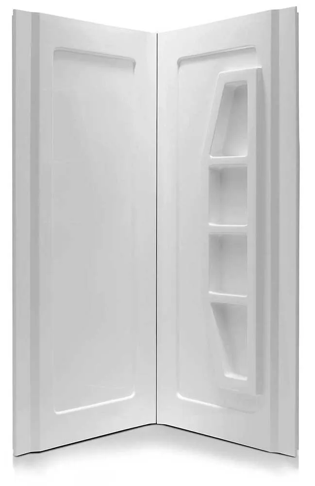 Anzzi Sharman 36 in. x 36 in. x 74 in. 2-piece DIY Friendly Corner Shower Surround in White