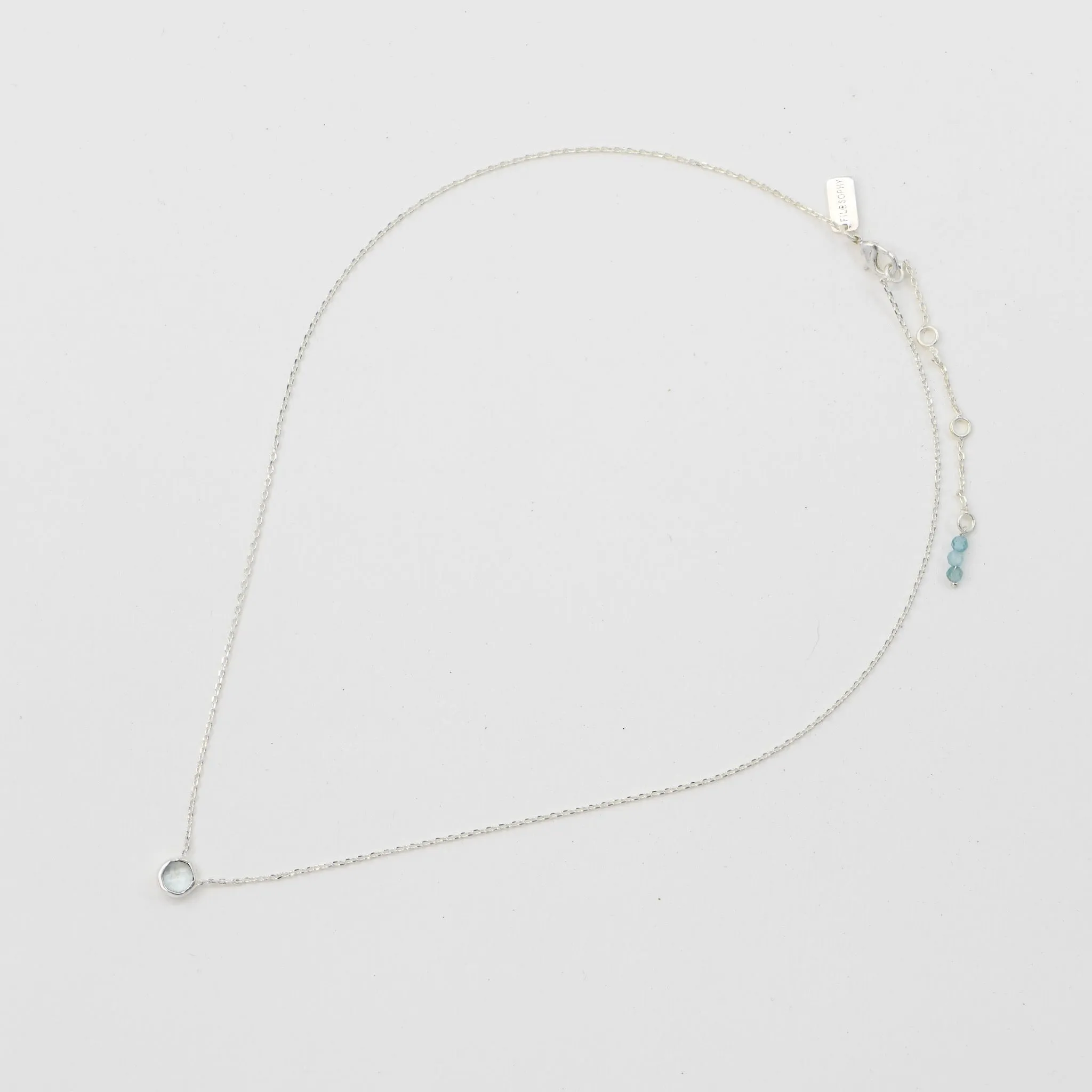 Aqua Blue Topaz Spirit Stone Necklace - Silver