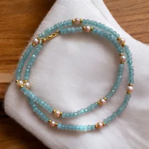 Aquamarine & Freshwater Pearl Beaded Necklace