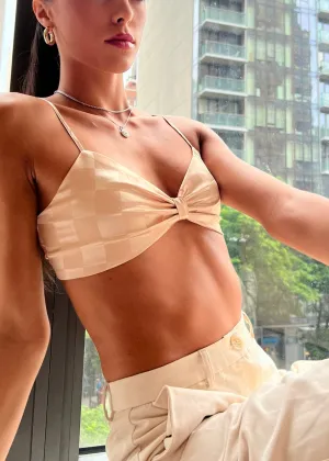 ARDEN SATIN CHECKERED BRA TOP