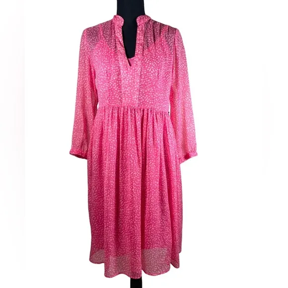 Aspiga Cotton Crepe Sheer Flowy Cotton Midi Dress Boho Pink Sz S Designer