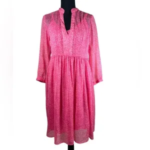 Aspiga Cotton Crepe Sheer Flowy Cotton Midi Dress Boho Pink Sz S Designer