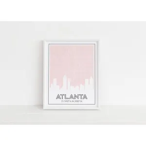Atlanta Georgia art print | city skyline, map, and city coordinates