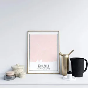 Baku, Azerbaijan road map and skyline