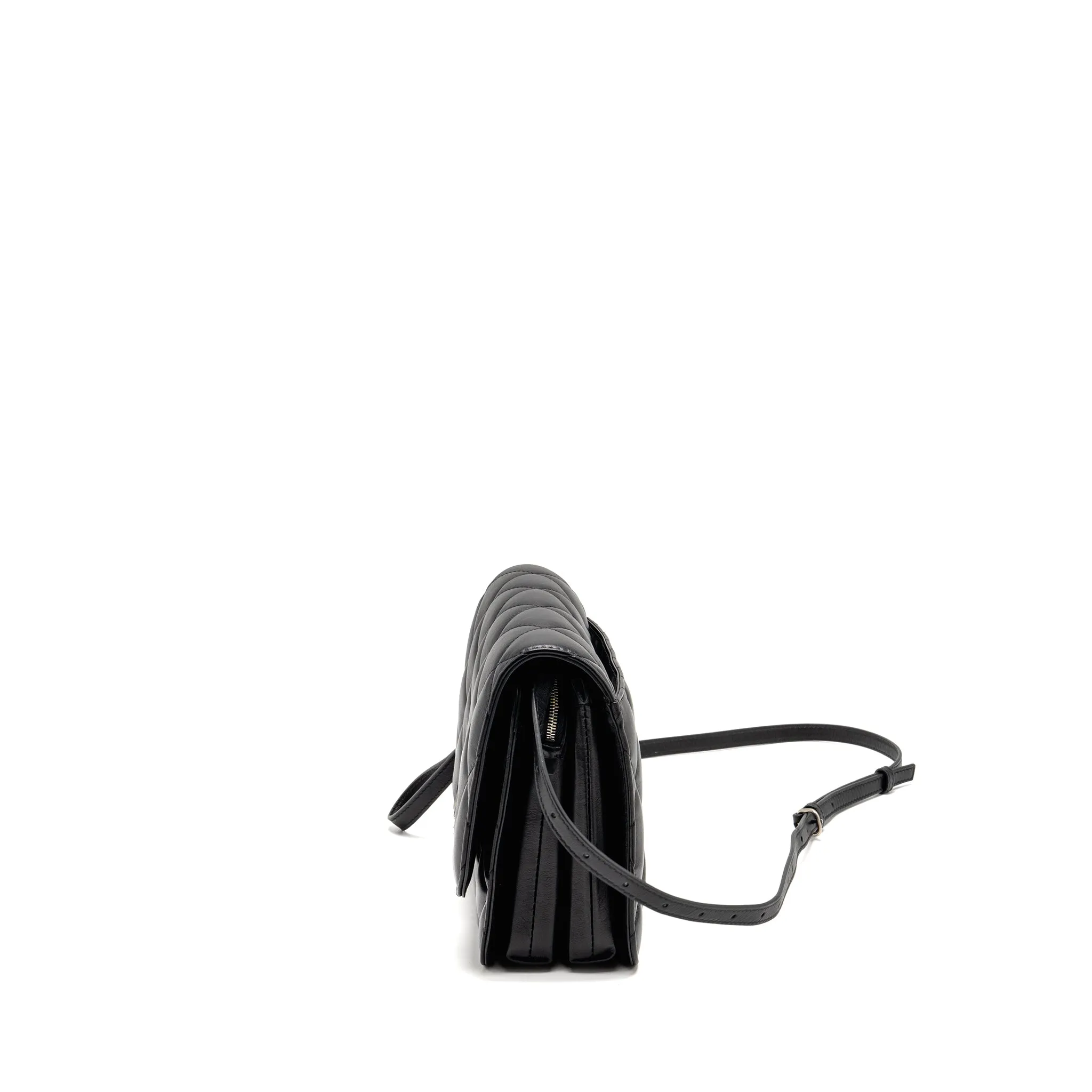 Balenciaga B. Shoulder Bag Quilted Calfskin Black Ruthenium Hardware