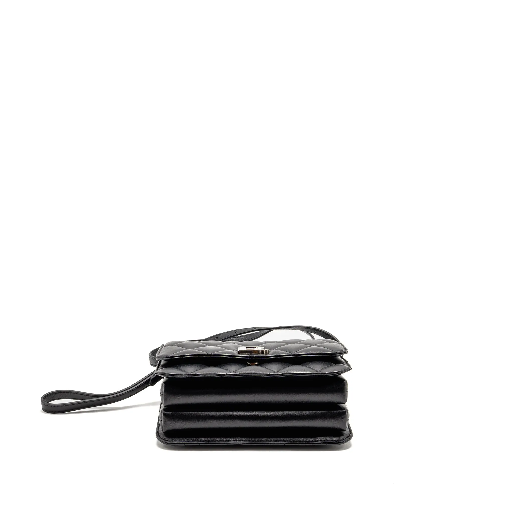 Balenciaga B. Shoulder Bag Quilted Calfskin Black Ruthenium Hardware