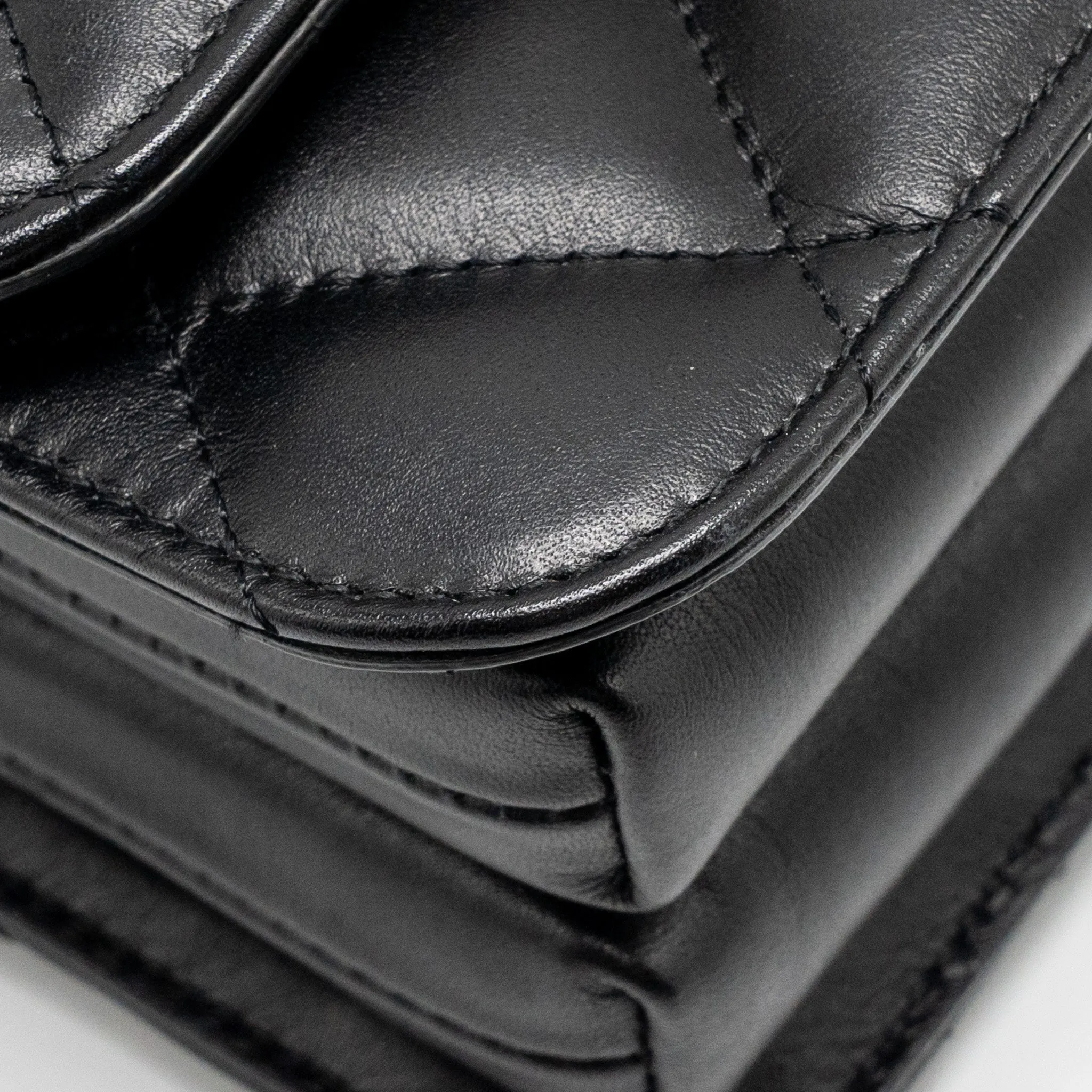 Balenciaga B. Shoulder Bag Quilted Calfskin Black Ruthenium Hardware