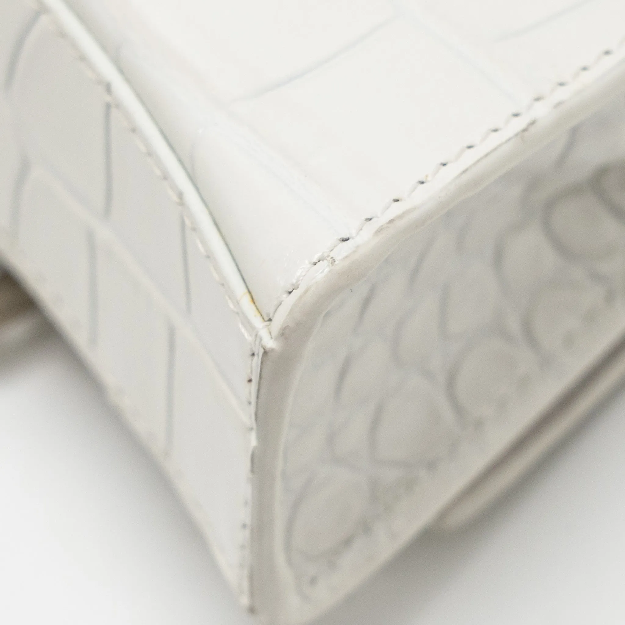 Balenciaga MINI Hourglass Bag CROC Embossed Calfskin White SHW