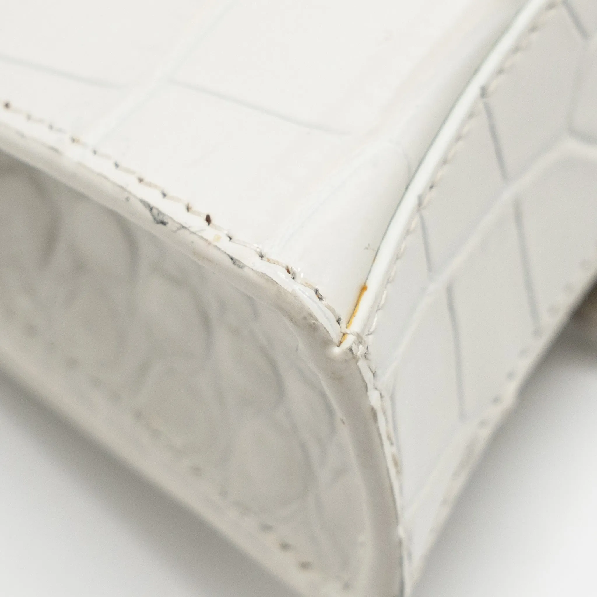 Balenciaga MINI Hourglass Bag CROC Embossed Calfskin White SHW
