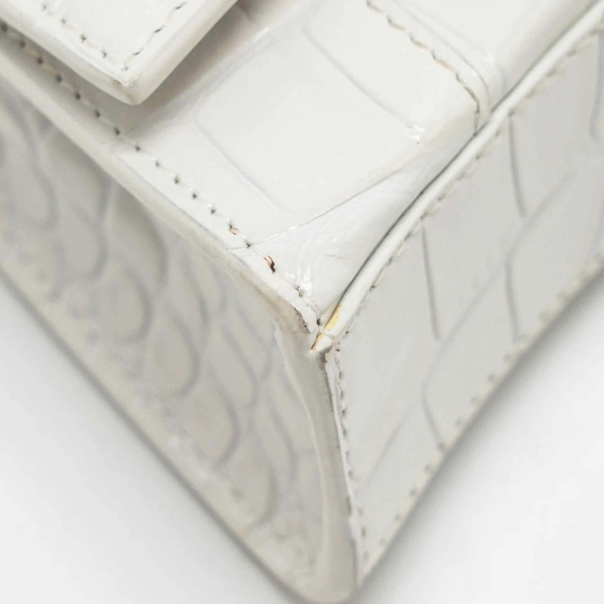 Balenciaga MINI Hourglass Bag CROC Embossed Calfskin White SHW