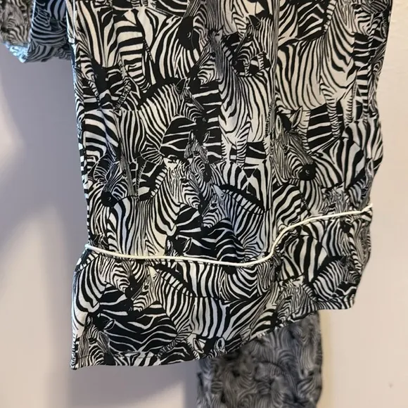 Banana Republic Satin Zebra Print Pajama Set Large