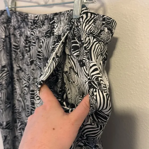 Banana Republic Satin Zebra Print Pajama Set Large