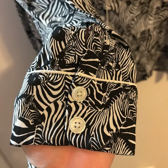 Banana Republic Satin Zebra Print Pajama Set Large