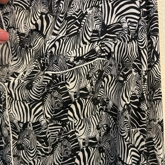 Banana Republic Satin Zebra Print Pajama Set Large