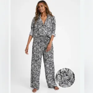 Banana Republic Satin Zebra Print Pajama Set Large