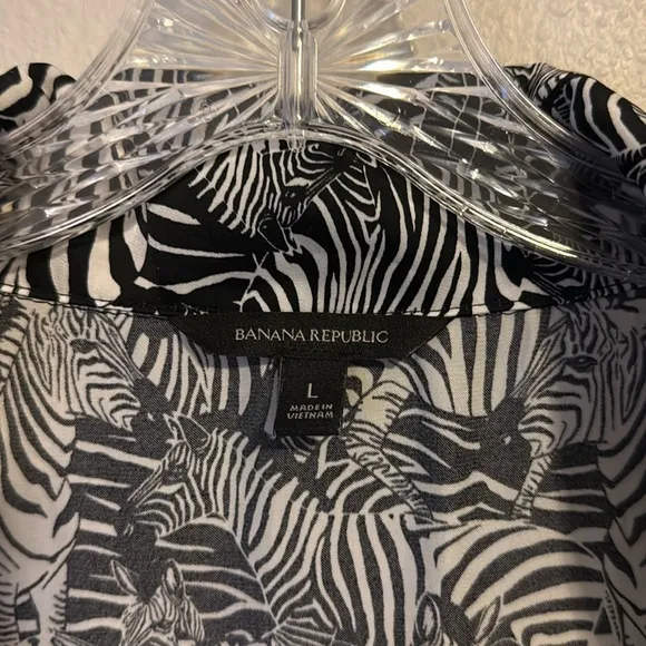 Banana Republic Satin Zebra Print Pajama Set Large
