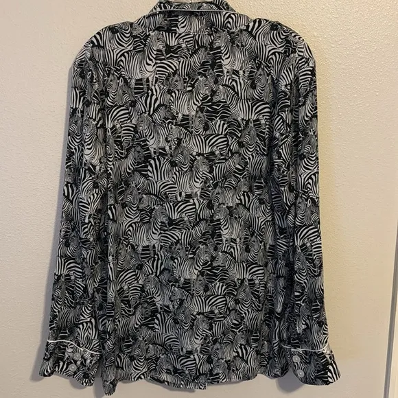 Banana Republic Satin Zebra Print Pajama Set Large