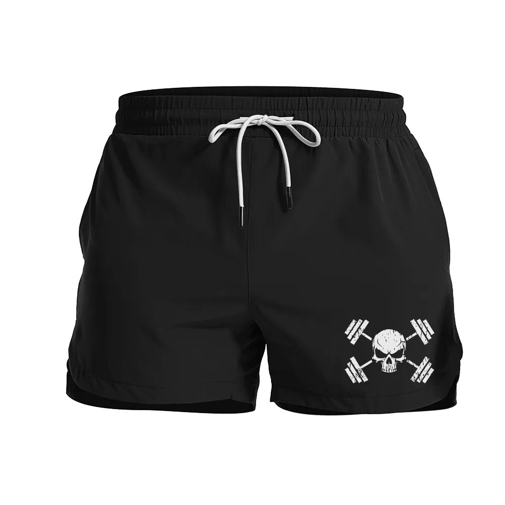 Barbell Skeleton Graphic Shorts