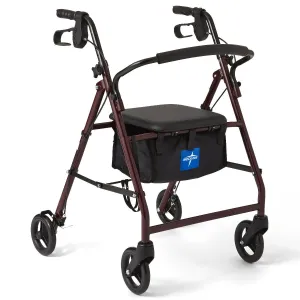 Basic Steel Rollator with 6" Wheels, Burgundy