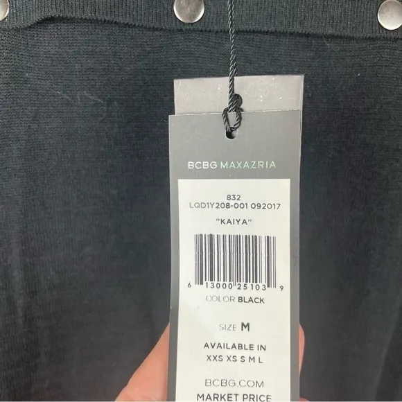 BCBGMAXAZRIA NWT black snap sweater medium