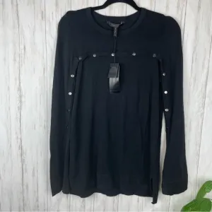 BCBGMAXAZRIA NWT black snap sweater medium