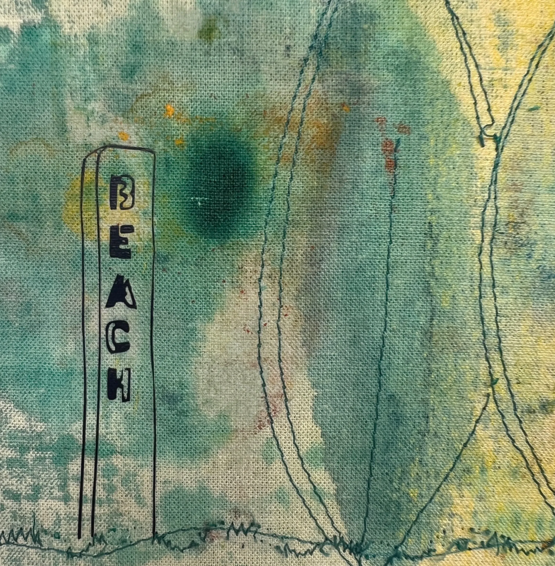 beach signs - painted mixed media art print