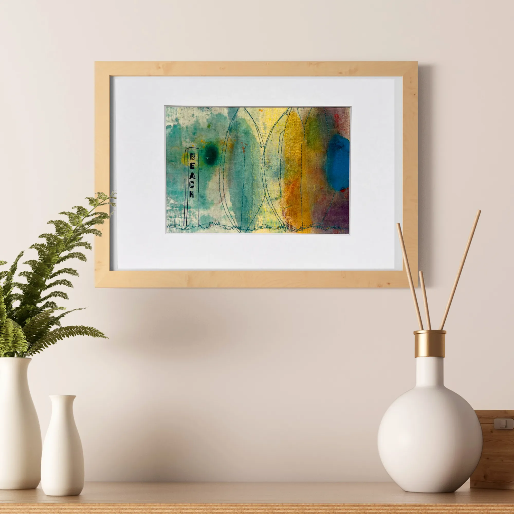 beach signs - painted mixed media art print