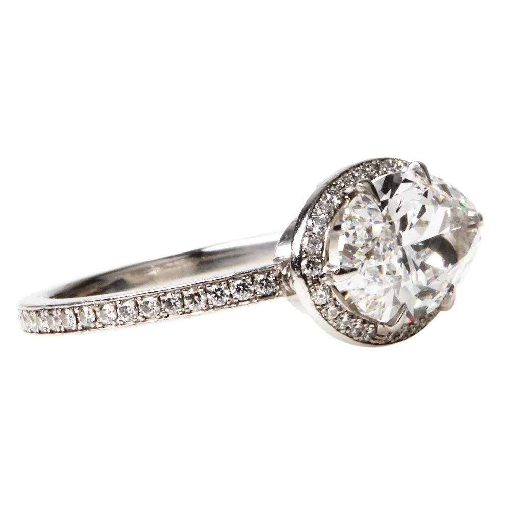 Bell & Bird East/West Old Mine Cut Moval Diamond Ring