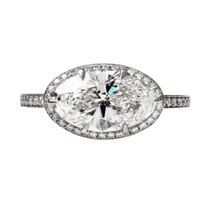 Bell & Bird East/West Old Mine Cut Moval Diamond Ring