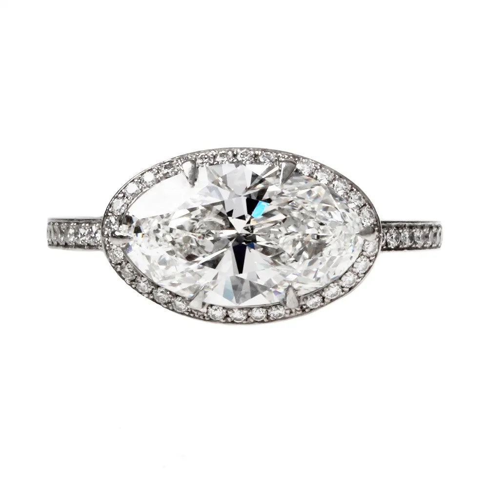 Bell & Bird East/West Old Mine Cut Moval Diamond Ring
