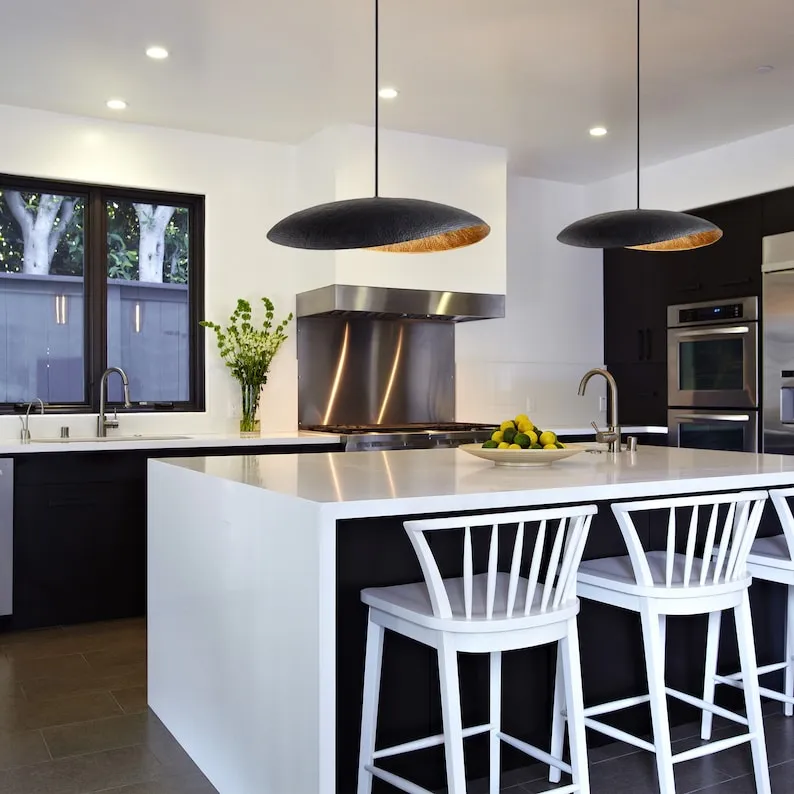 Black Hammered Ceiling Light - Pendant Light, Hanging Lamp, Light Fixture