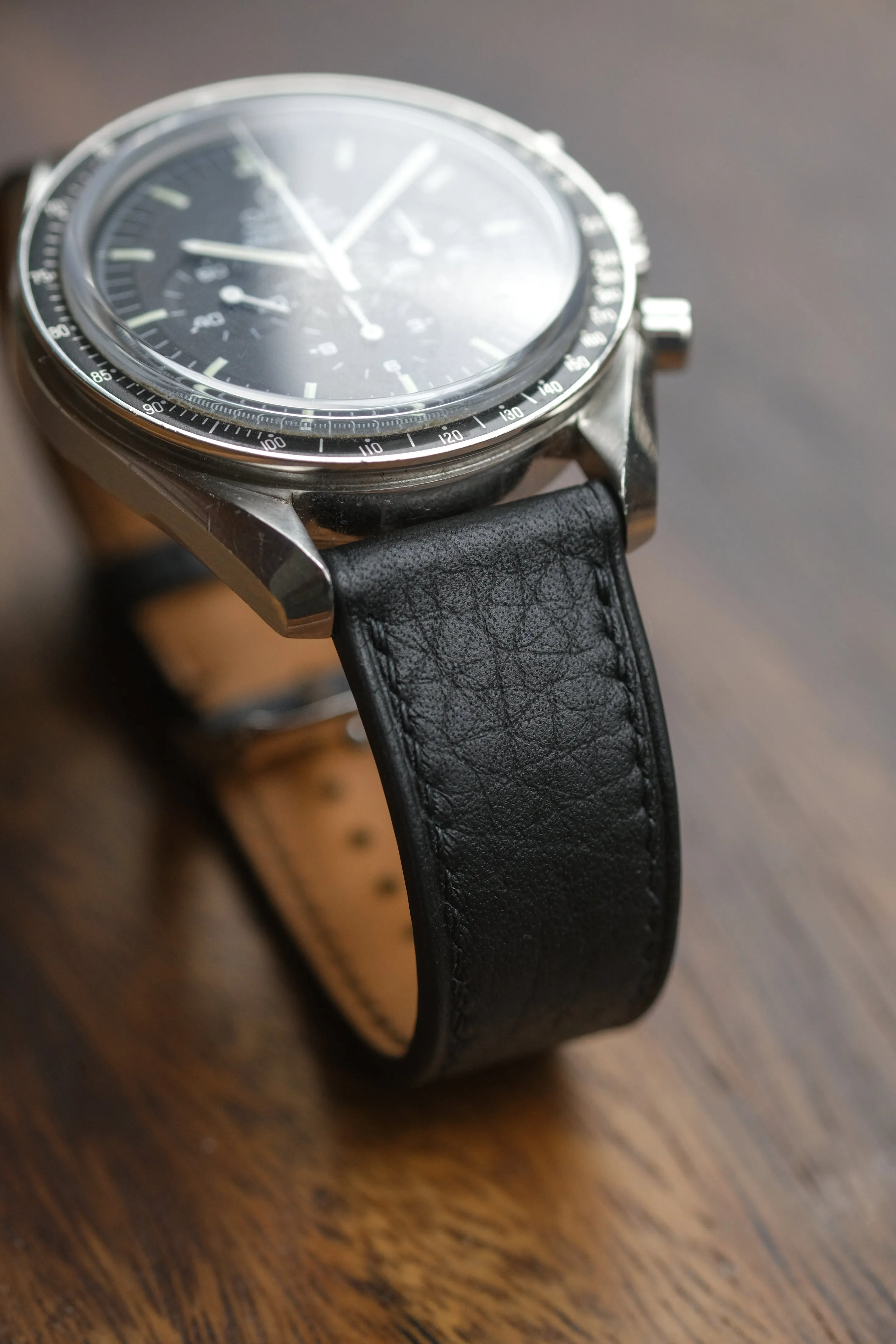Black Shrunken Calf Leather Strap (MTO)