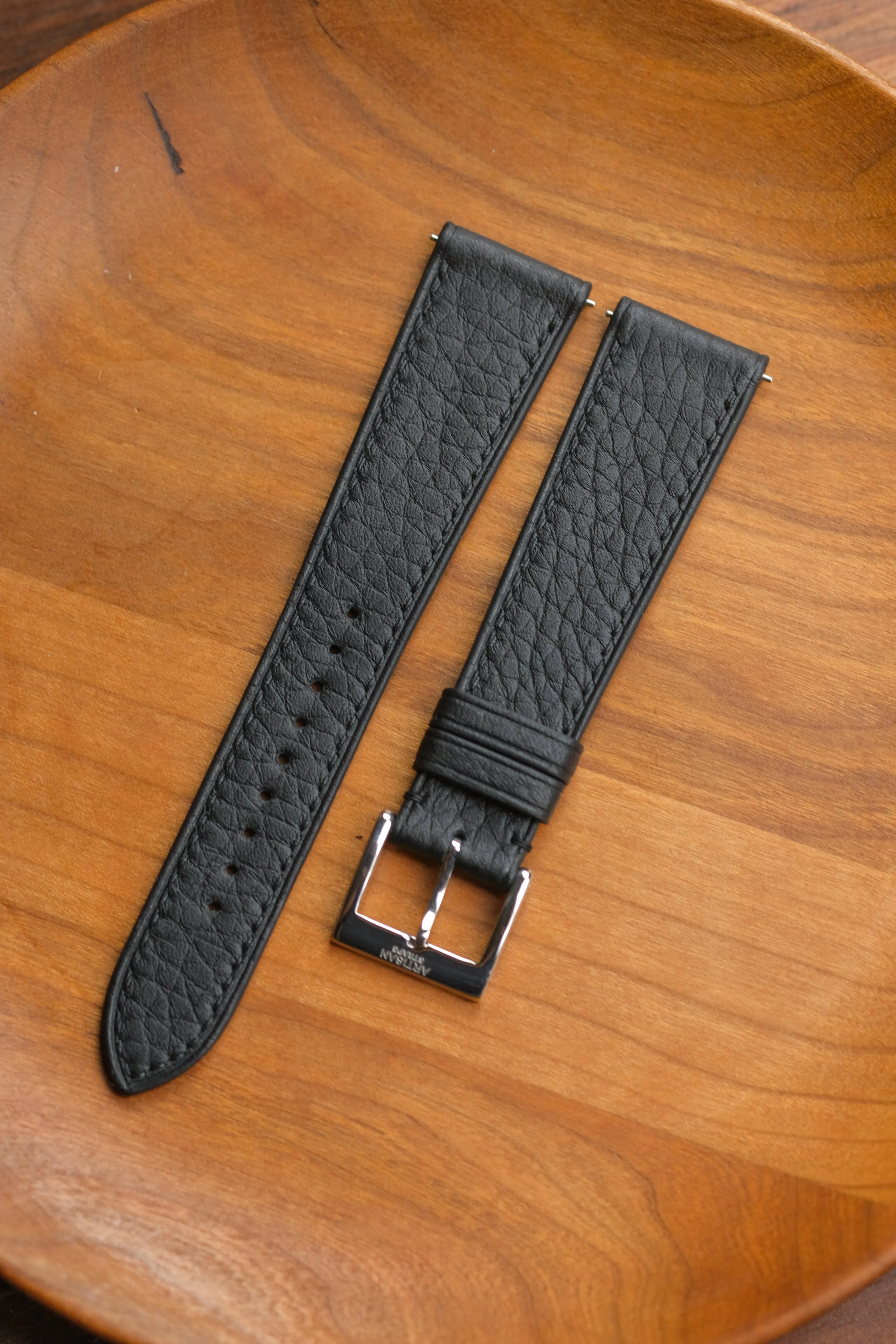 Black Shrunken Calf Leather Strap (MTO)