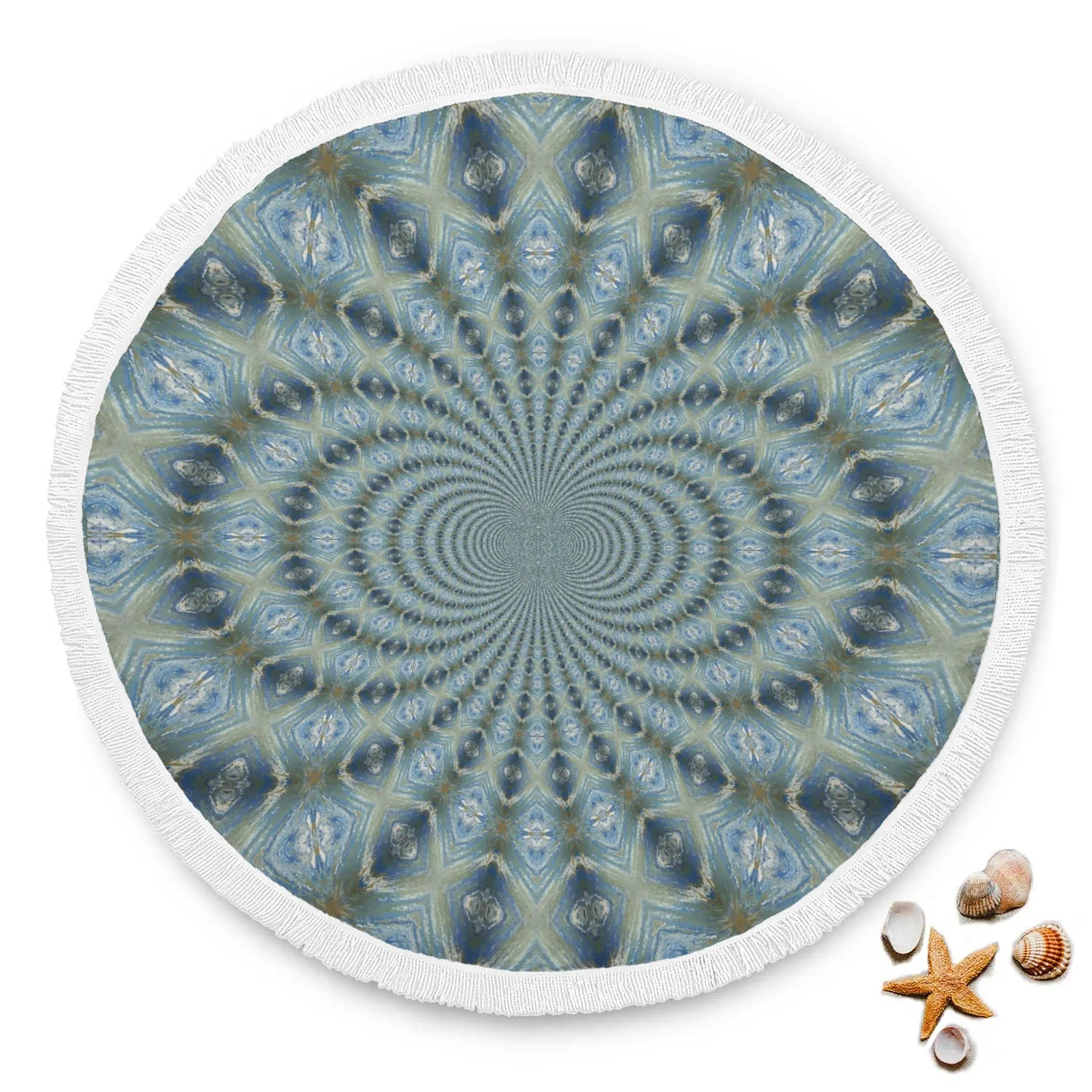 Blue Gold Fractal Beach Blanket