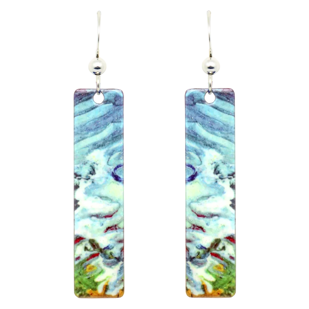 Blue Water Earrings, Sterling Silver Earwires, Item# 1964