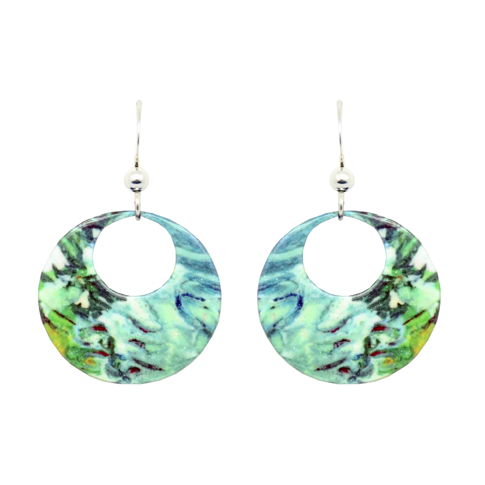 Blue Water Earrings, Sterling Silver Earwires, Item# 1966