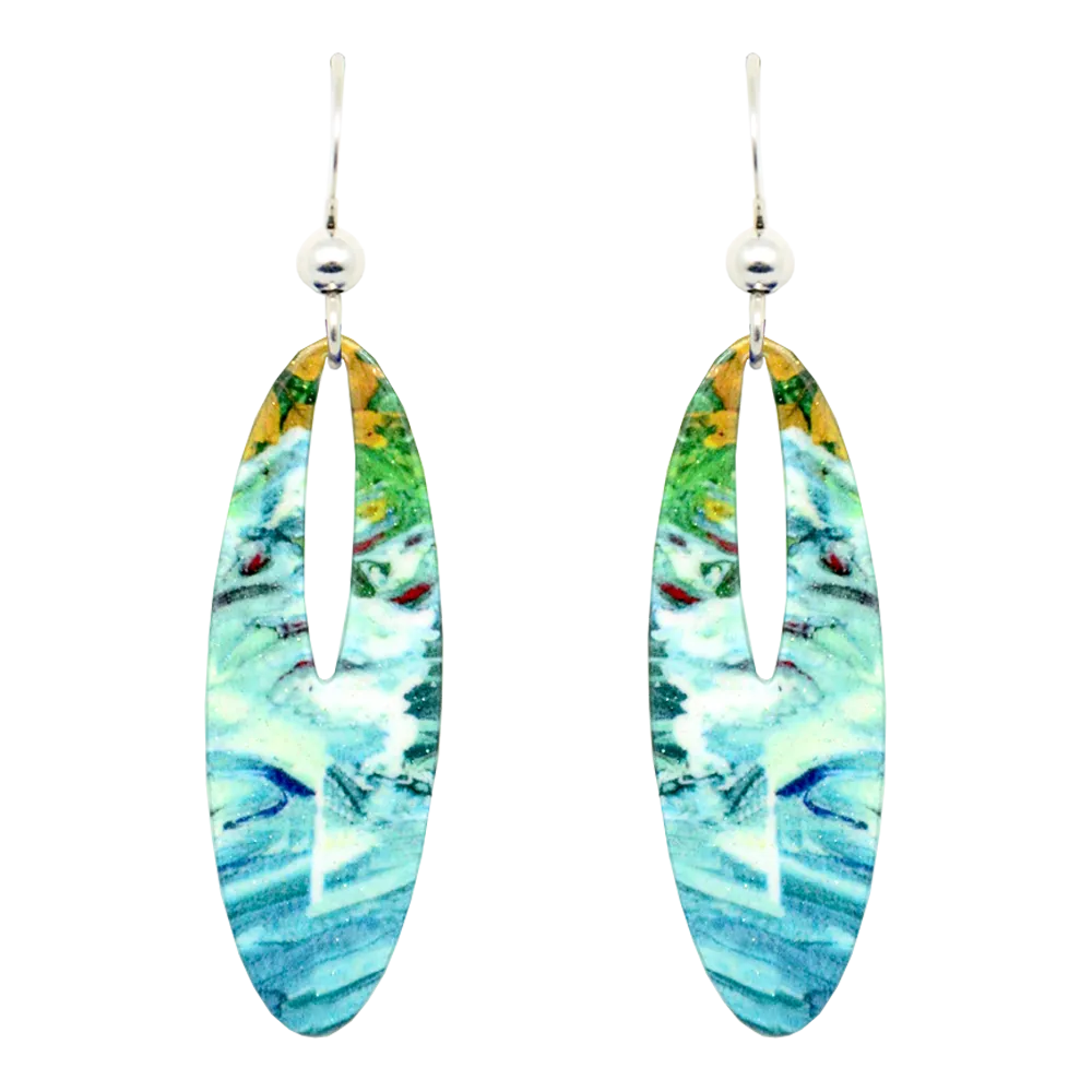 Blue Water Earrings, Sterling Silver Earwires, Item# 1967