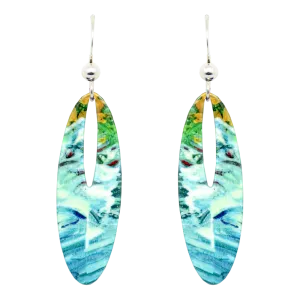 Blue Water Earrings, Sterling Silver Earwires, Item# 1967