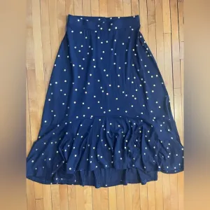 Boden Navy Polka Dot Fluted Hem Jersey Skirt