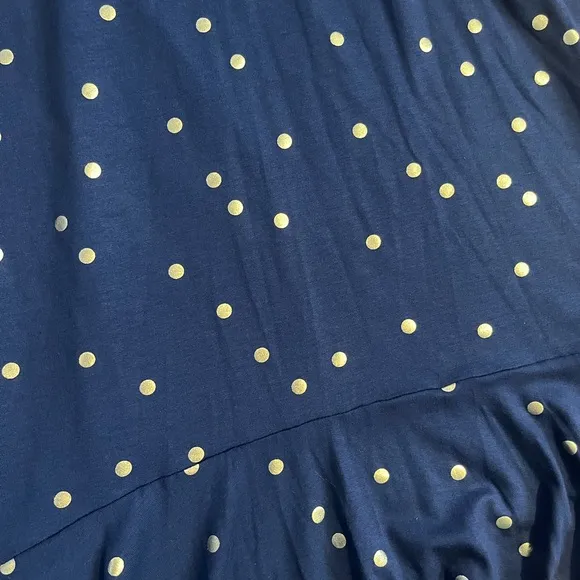Boden Navy Polka Dot Fluted Hem Jersey Skirt