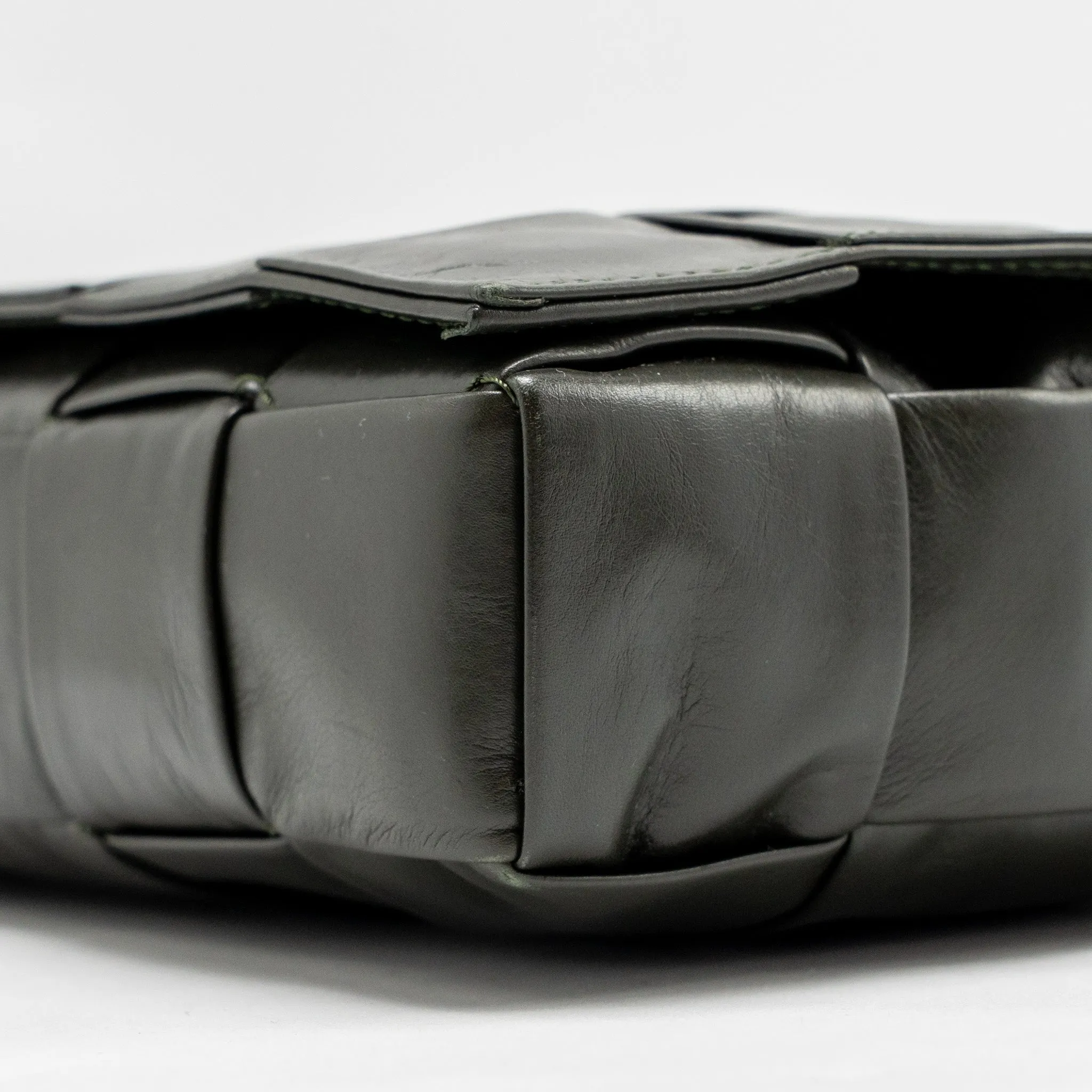 Bottega Veneta Cassette Crossbody Bag Lambskin Dark Green Ruthenium SHW