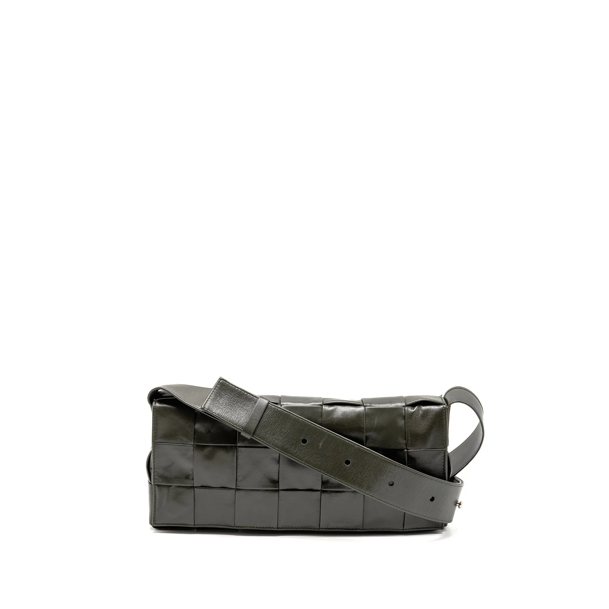 Bottega Veneta Cassette Crossbody Bag Lambskin Dark Green Ruthenium SHW